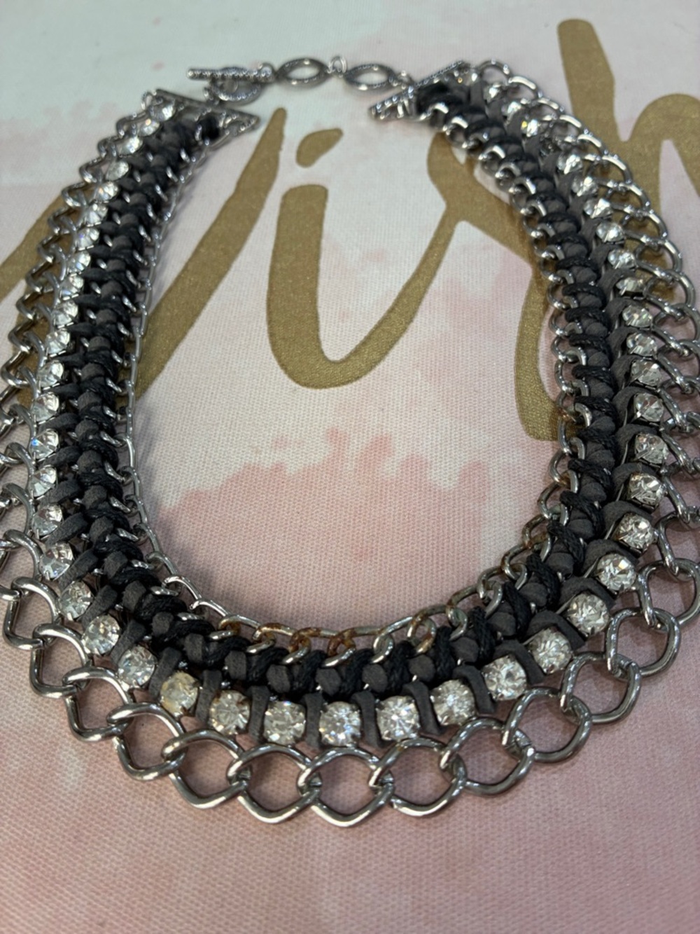 Premier Silver and Black Crystal Multi-Row Statement Necklace
